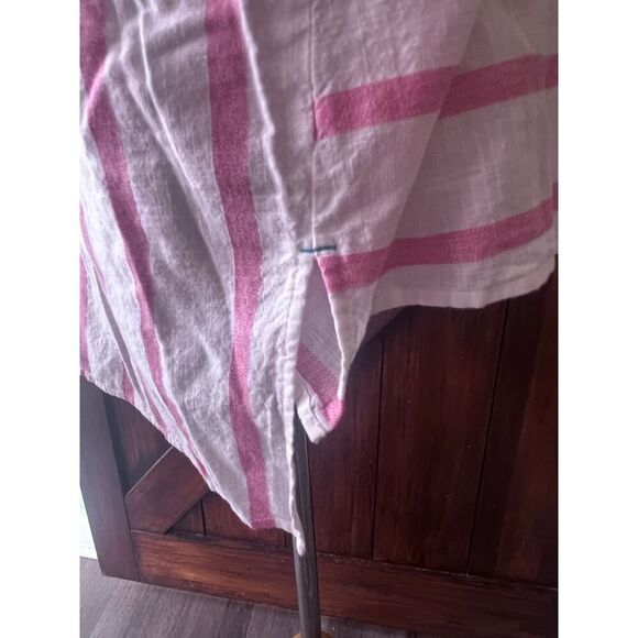 Soft Surroundings 100% Cotton Woven Long Sleeve Pink Stripe Tunic Top Women's L - Picture 8 of 10
